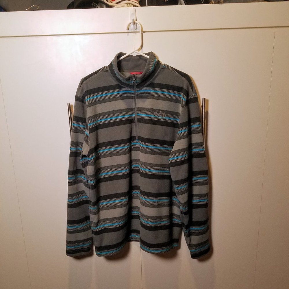 North Face Fleece - L - gray/black/electric blue